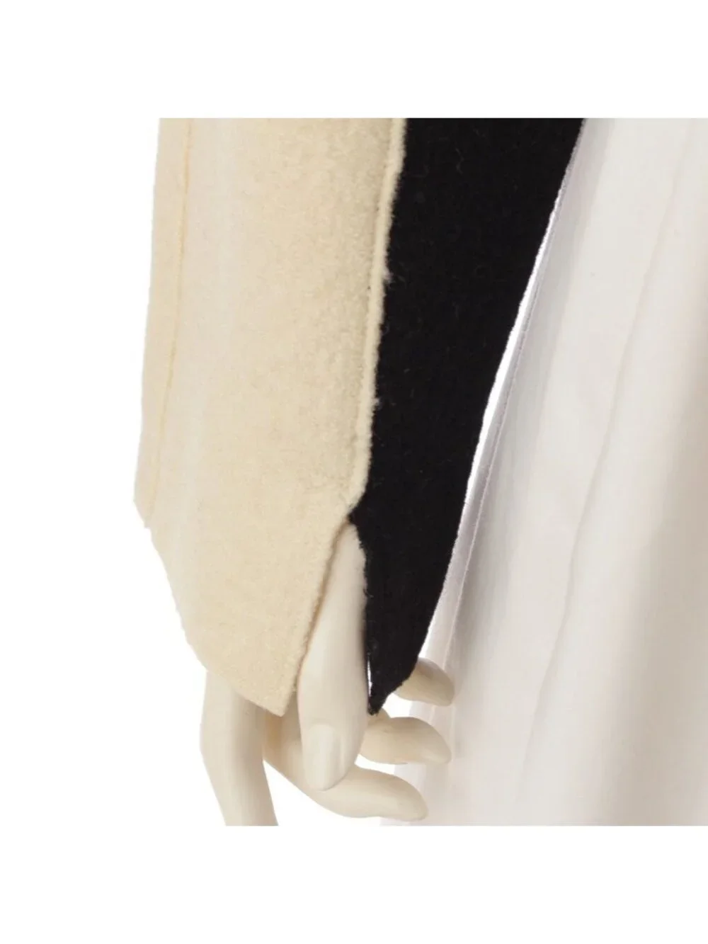 Chanel Wool Bicolor Zip Up Hem Chain Tailored Jacket White Black 38